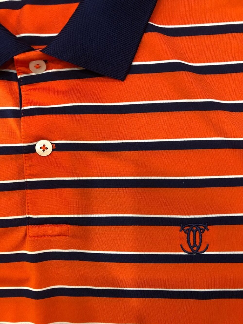 Ralph Lauren RLX Premium Performance Orange & Navy Short Sleeve Golf Shirt Sz L - Picture 6 of 9